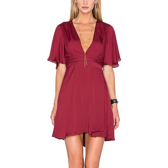 House of Harlow 1960 xRevolve Harper Wrap Dress in Oxblood. Size XS. NWOT